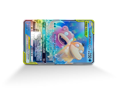 Anime Town Creations Holographic Credit Card Tag Slowpoke & Psyduck Pokemon Card Full Skins - Anime Pokemon Holographic Credit Card Skin