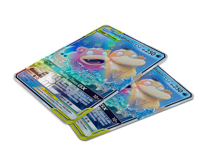 Anime Town Creations Holographic Credit Card Tag Slowpoke & Psyduck Pokemon Card Window Skins - Anime Pokemon Holographic Credit Card Skin