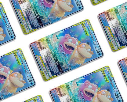 Anime Town Creations Holographic Credit Card Tag Slowpoke & Psyduck Pokemon Card Window Skins - Anime Pokemon Holographic Credit Card Skin