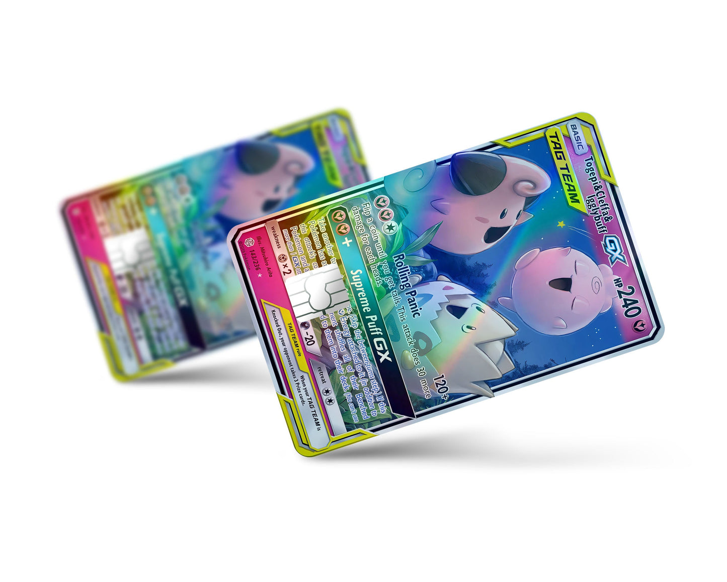 Anime Town Creations Holographic Credit Card Tag Togepi Cleffa Igglybuff Pokemon Card Full Skins - Anime Pokemon Holographic Credit Card Skin