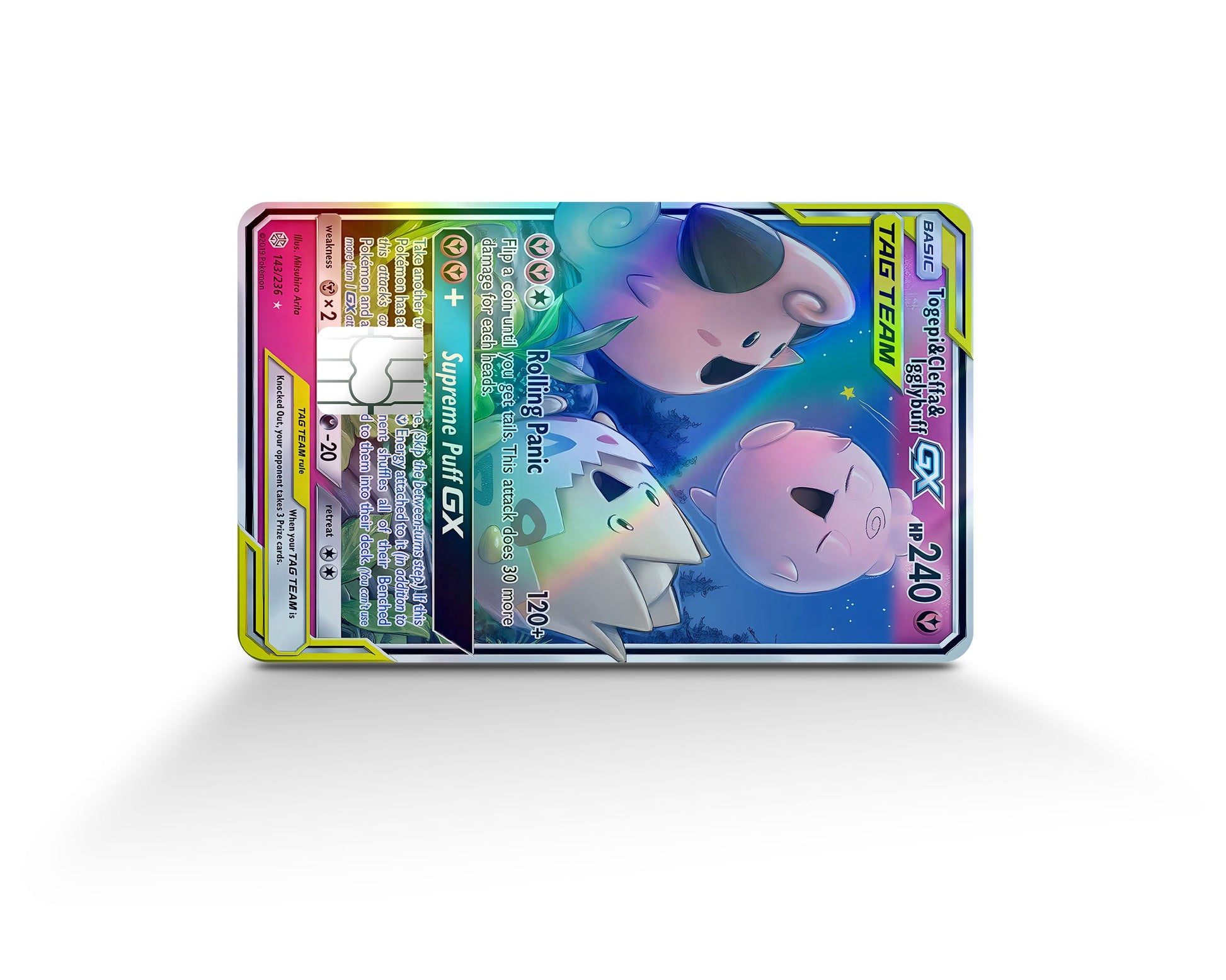 Anime Town Creations Holographic Credit Card Tag Togepi Cleffa Igglybuff Pokemon Card Full Skins - Anime Pokemon Holographic Credit Card Skin