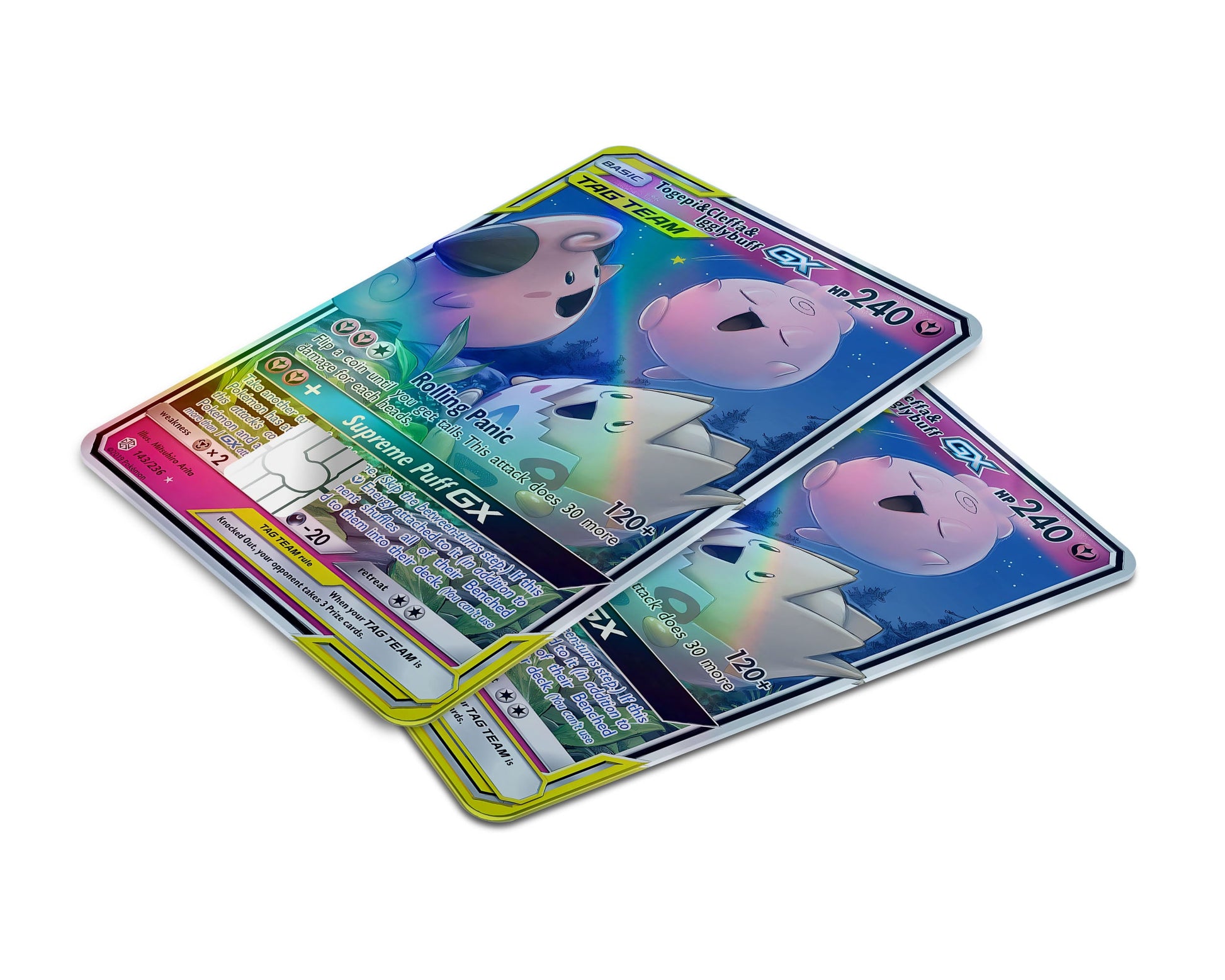 Anime Town Creations Holographic Credit Card Tag Togepi Cleffa Igglybuff Pokemon Card Window Skins - Anime Pokemon Holographic Credit Card Skin