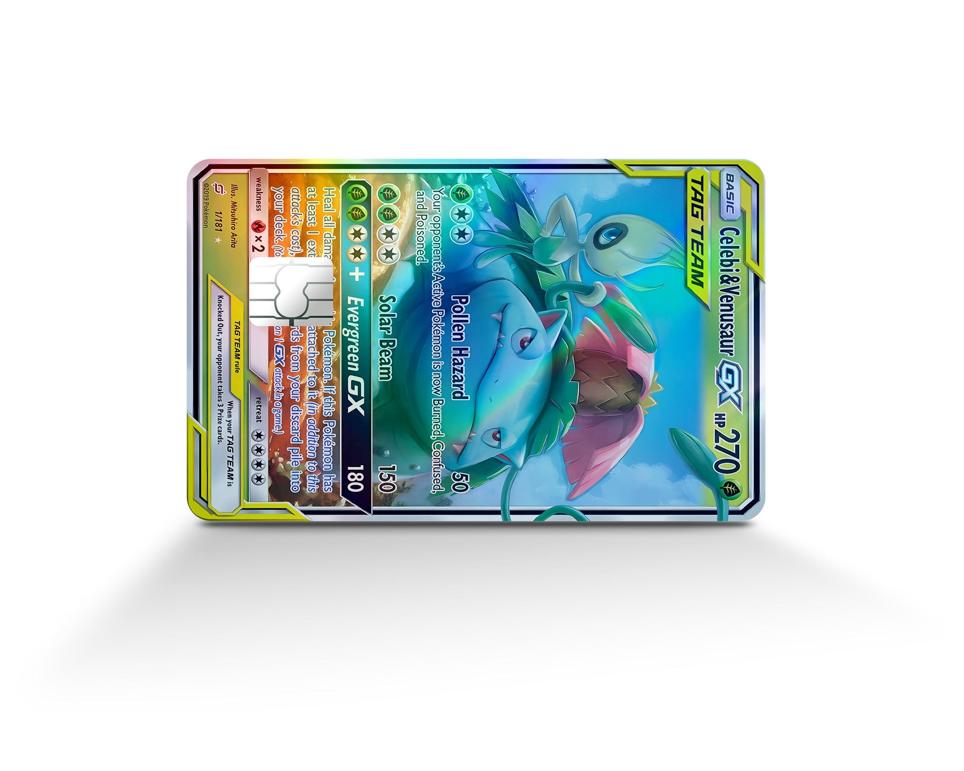 Anime Town Creations Holographic Credit Card Tag Venusaur Celebi Pokemon Card Full Skins - Anime Pokemon Holographic Credit Card Skin