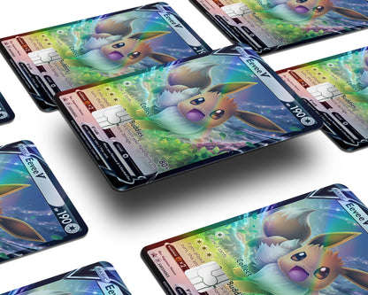 Anime Town Creations Holographic Credit Card Rare Eevee Pokemon Card Window Skins - Anime Pokemon Holographic Credit Card Skin