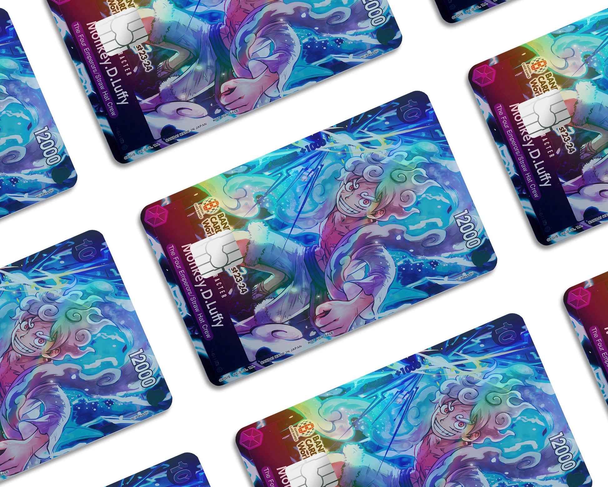 Anime Town Creations Holographic Credit Card Gear 5 Lightning One Piece Card Window Skins - Anime One Piece Holographic Credit Card Skin