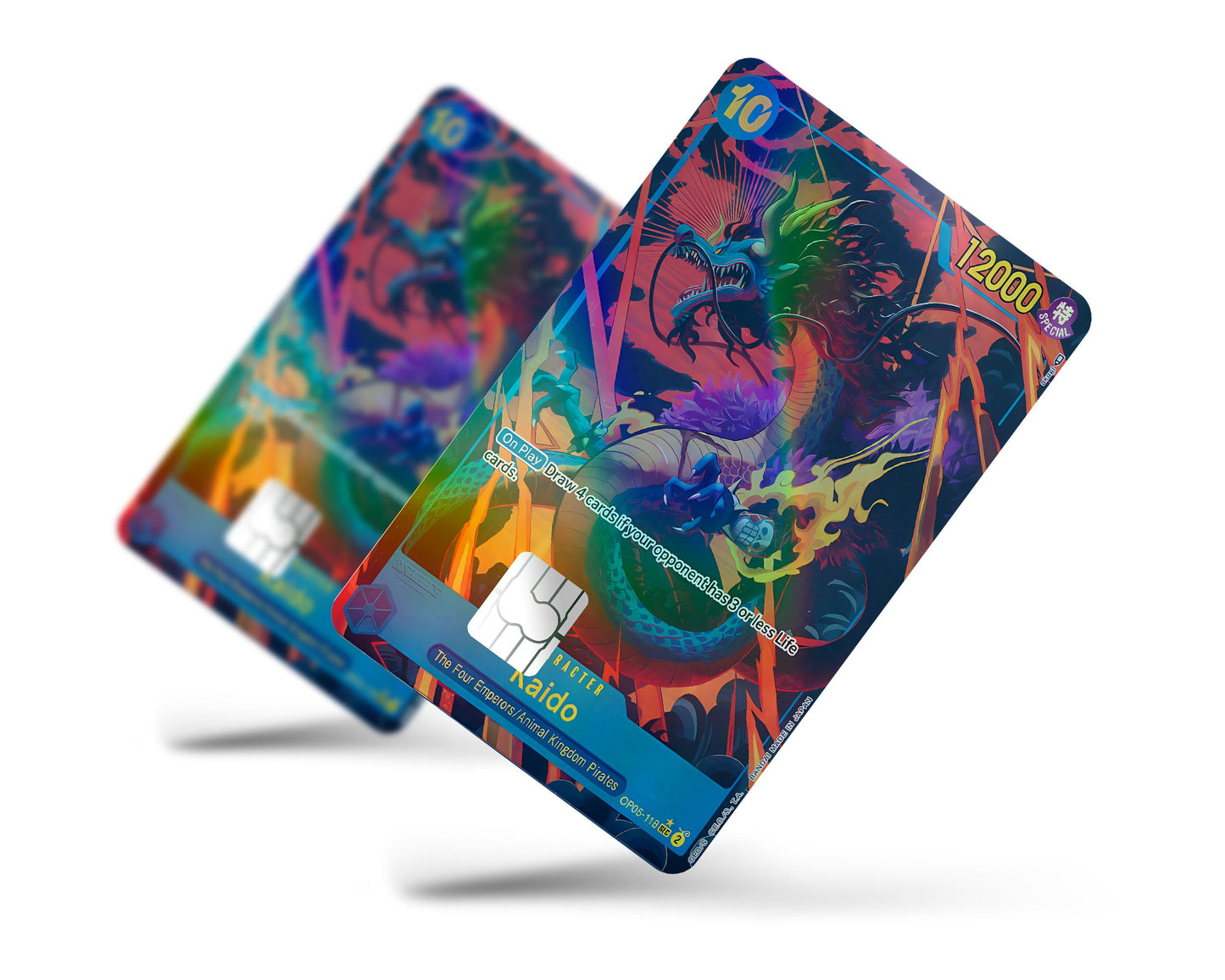 Anime Town Creations Holographic Credit Card Kaido Dragon One Piece Card Full Skins - Anime One Piece Holographic Credit Card Skin