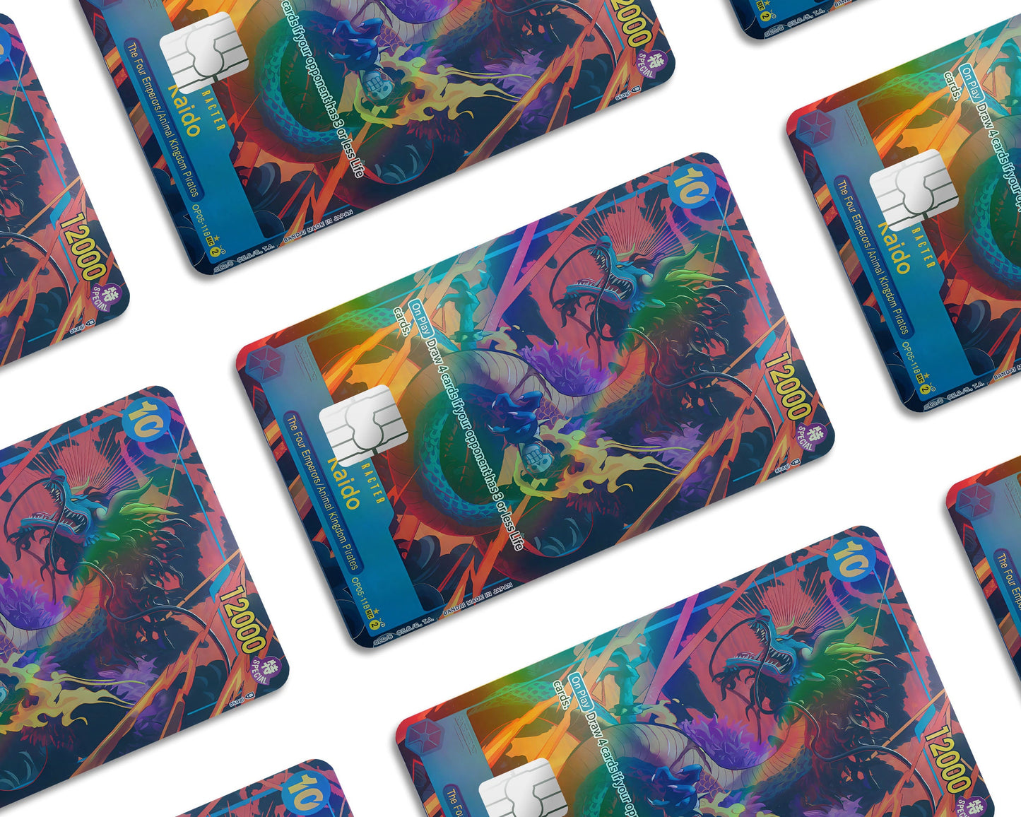 Anime Town Creations Holographic Credit Card Kaido Dragon One Piece Card Window Skins - Anime One Piece Holographic Credit Card Skin