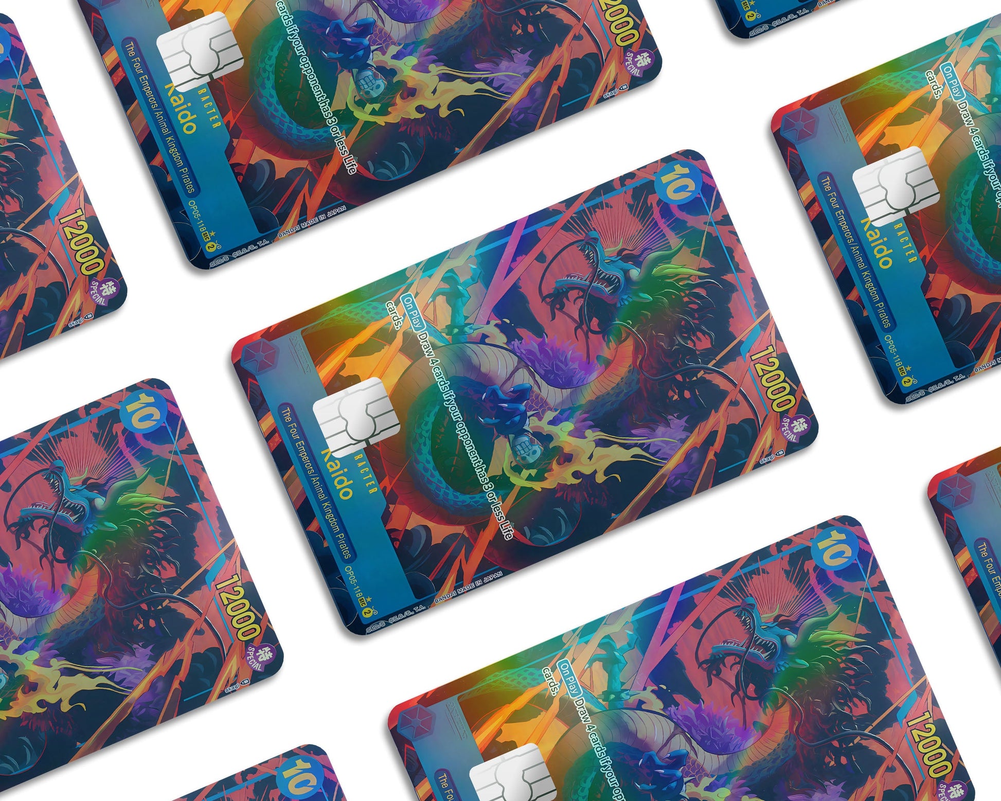 Anime Town Creations Holographic Credit Card Kaido Dragon One Piece Card Window Skins - Anime One Piece Holographic Credit Card Skin