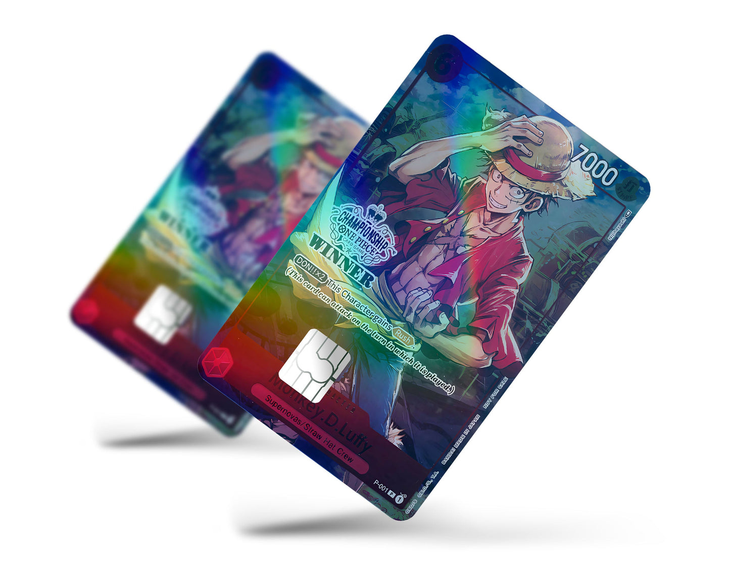 Anime Town Creations Holographic Credit Card Luffy Artistic One Piece Card Full Skins - Anime One Piece Holographic Credit Card Skin
