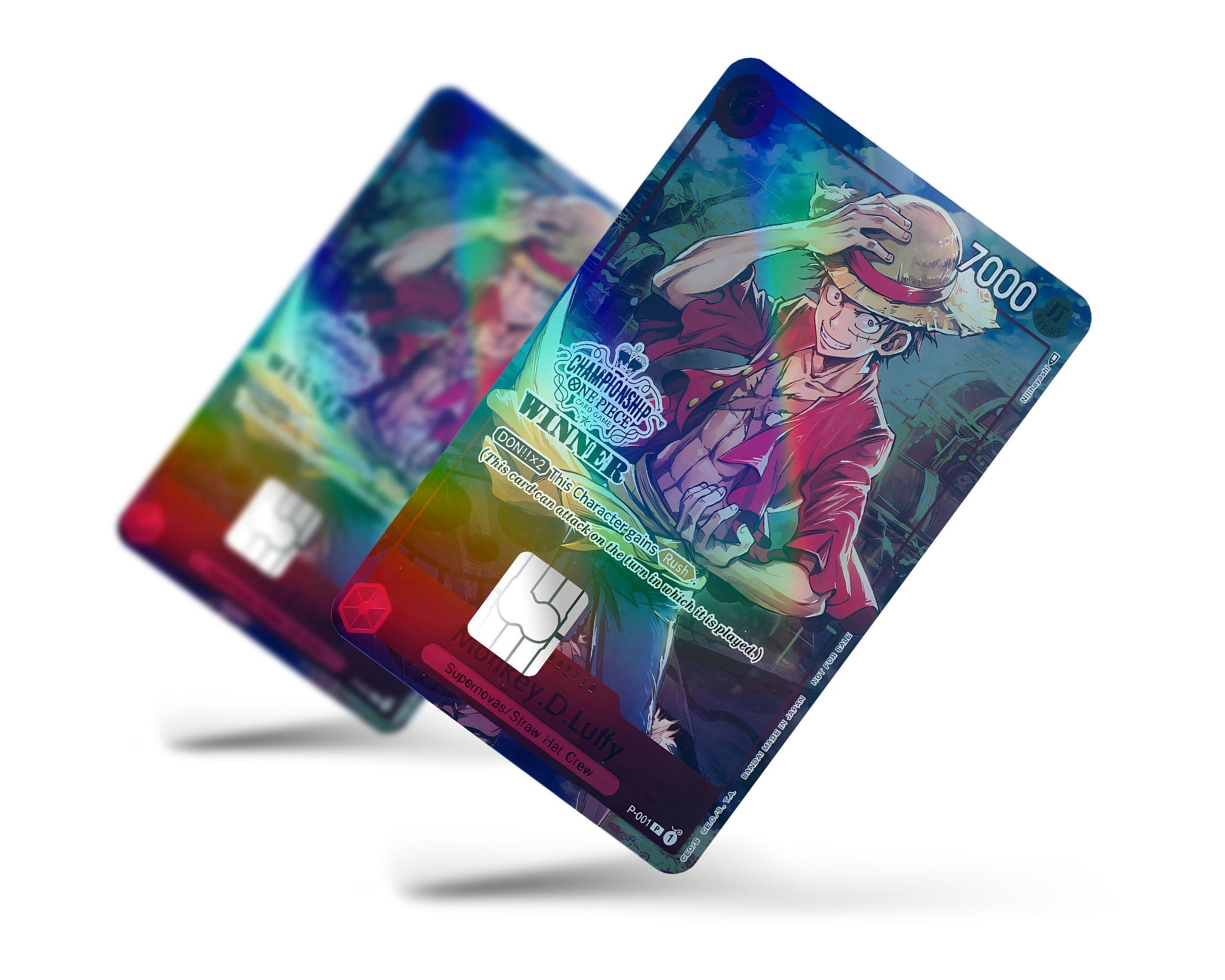 Anime Town Creations Holographic Credit Card Luffy Artistic One Piece Card Full Skins - Anime One Piece Holographic Credit Card Skin