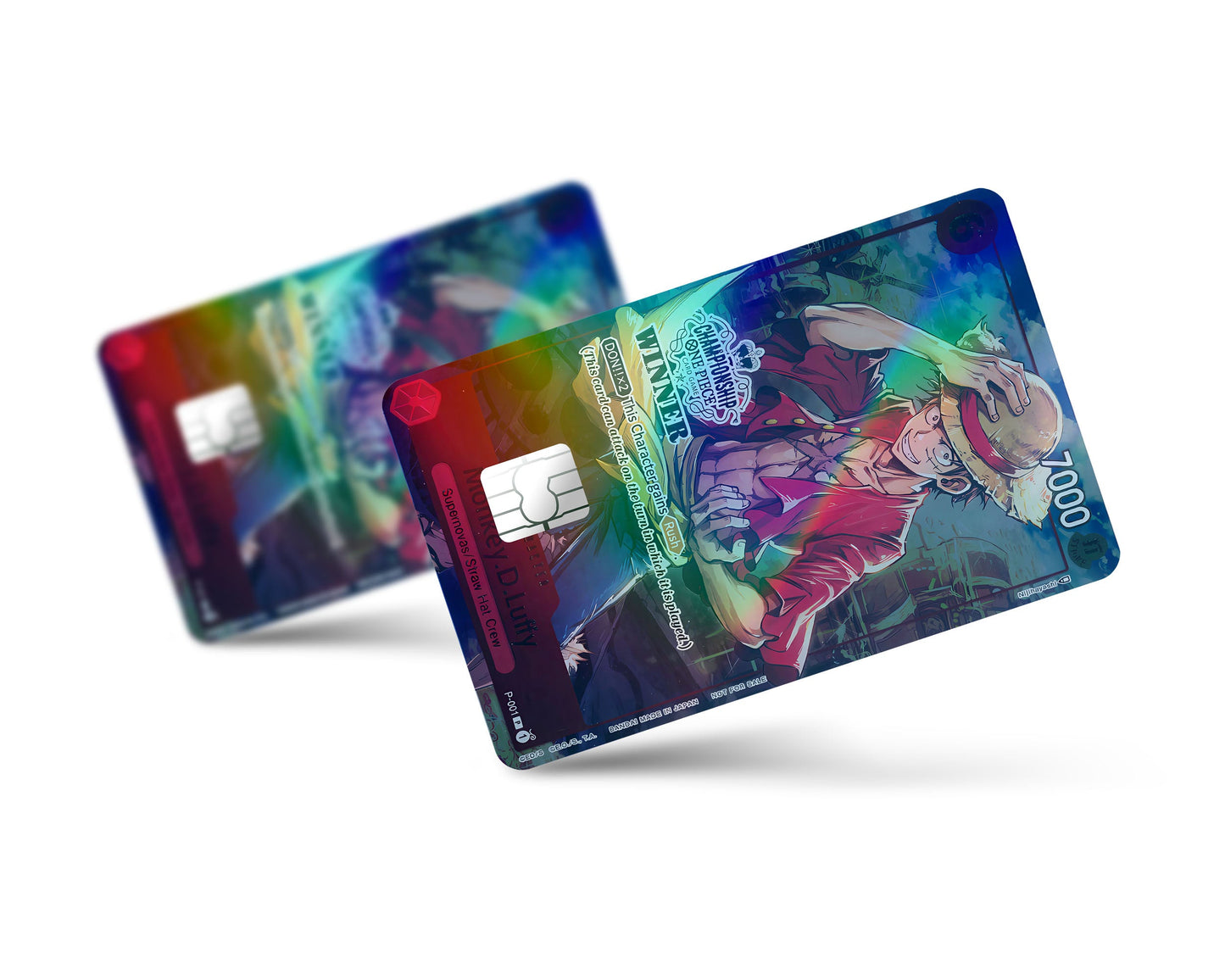 Anime Town Creations Holographic Credit Card Luffy Artistic One Piece Card Full Skins - Anime One Piece Holographic Credit Card Skin