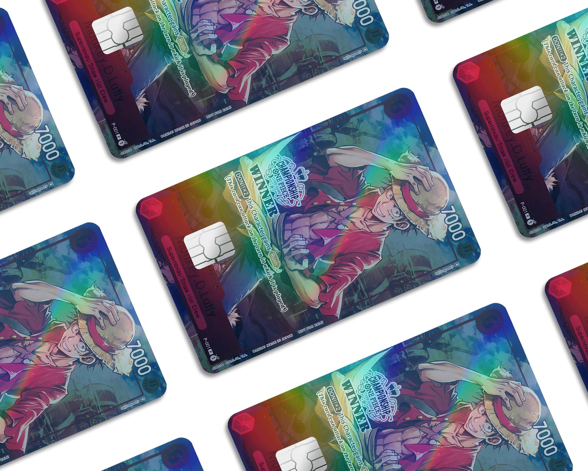 Anime Town Creations Holographic Credit Card Luffy Artistic One Piece Card Window Skins - Anime One Piece Holographic Credit Card Skin