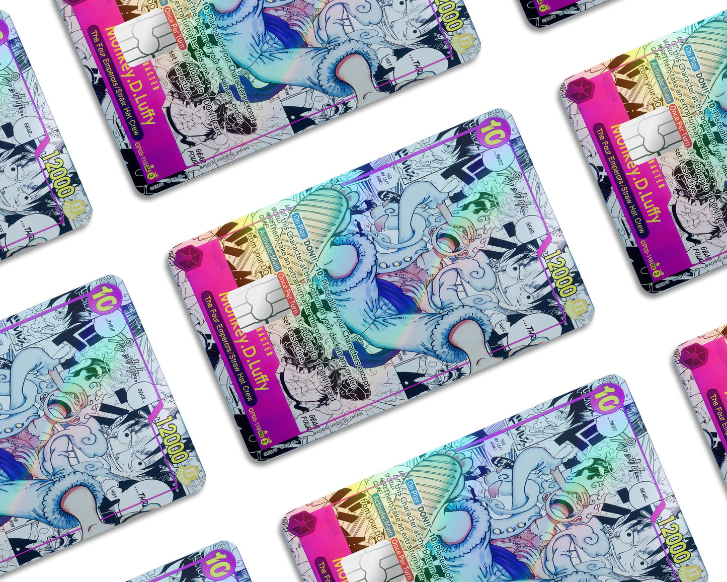 Anime Town Creations Holographic Credit Card Luffy Gear 5 Manga Limited Edition One Piece Card Window Skins - Anime One Piece Holographic Credit Card Skin
