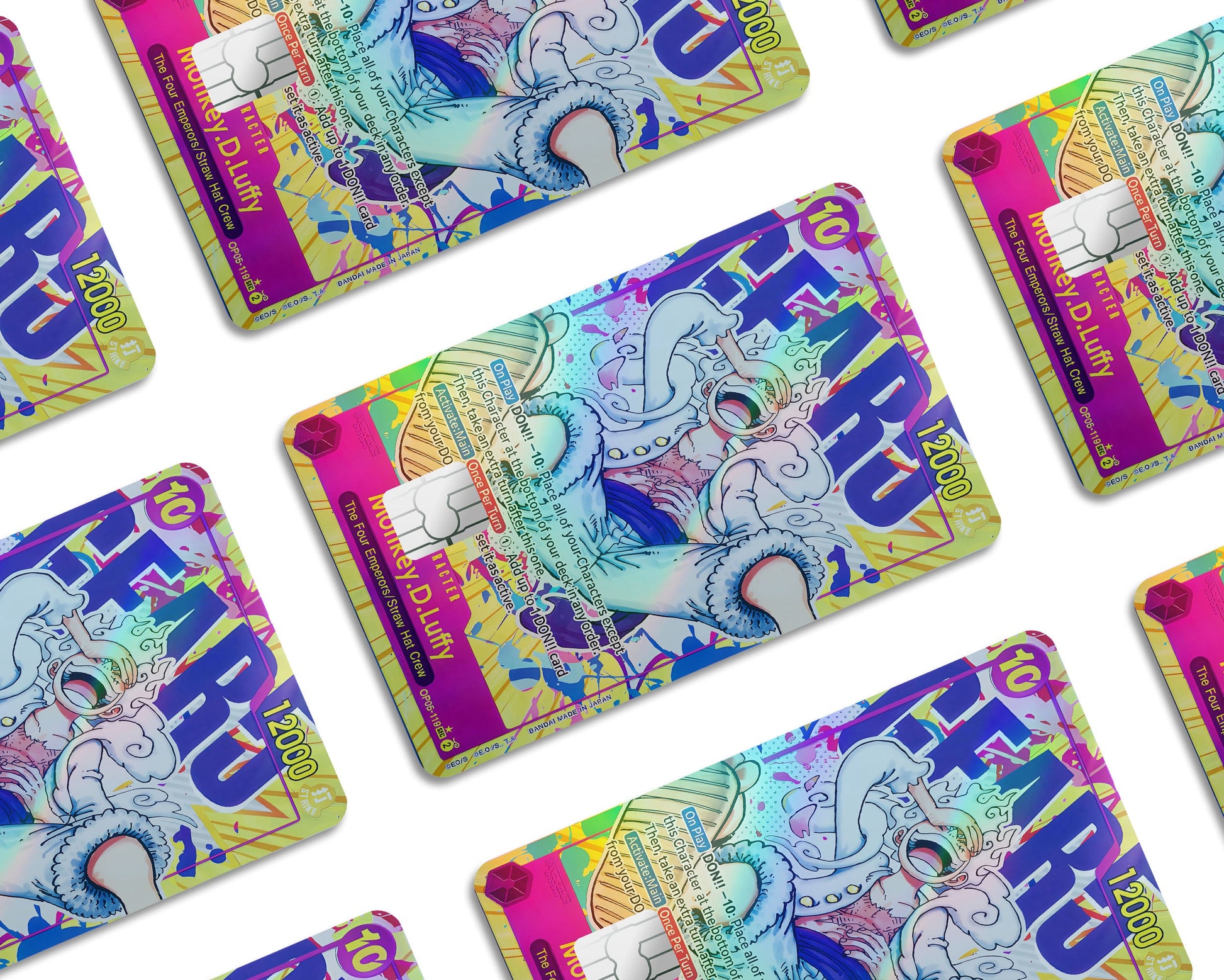 Anime Town Creations Holographic Credit Card Luffy Gear 5 One Piece Card Window Skins - Anime One Piece Holographic Credit Card Skin