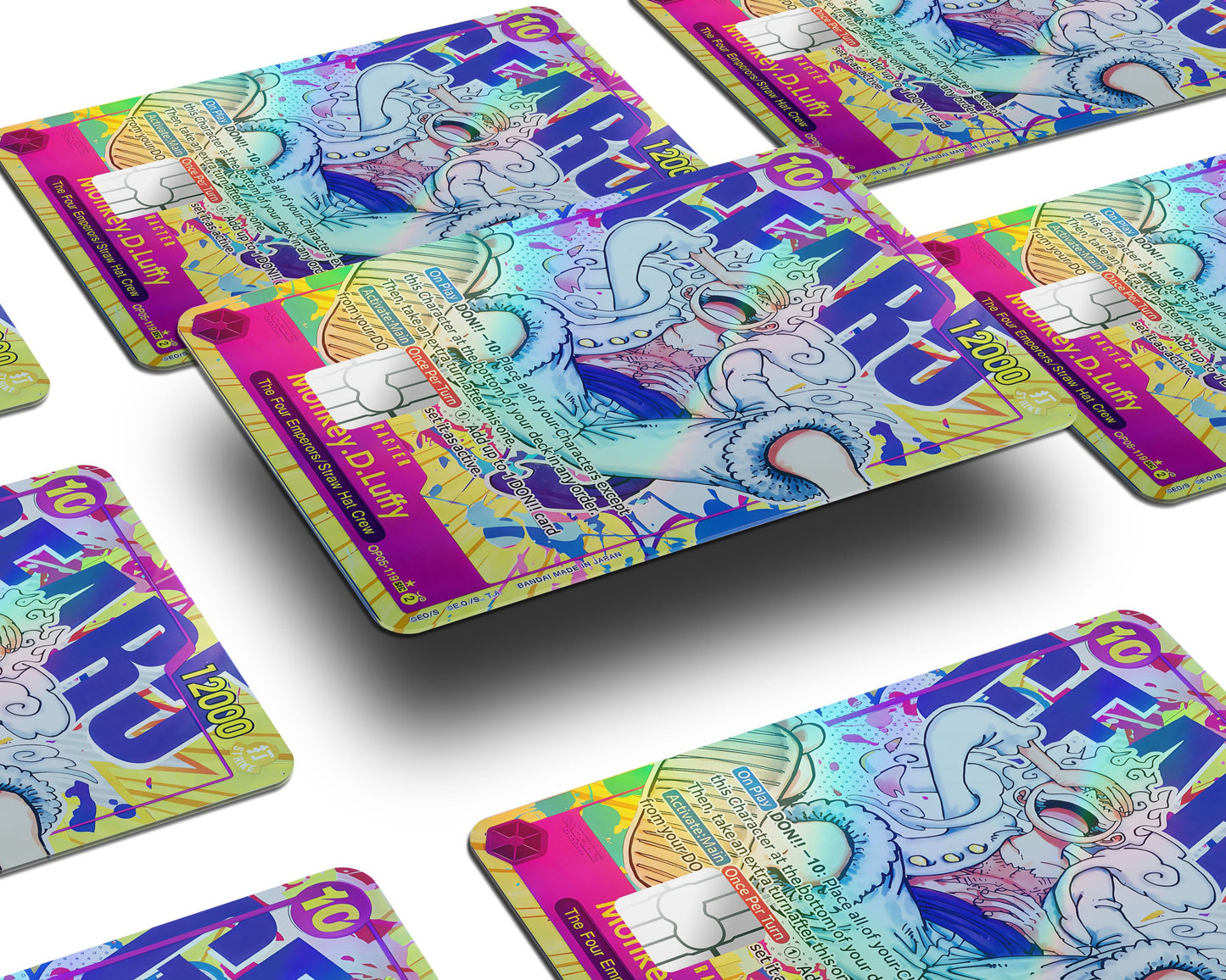 Anime Town Creations Holographic Credit Card Luffy Gear 5 One Piece Card Window Skins - Anime One Piece Holographic Credit Card Skin
