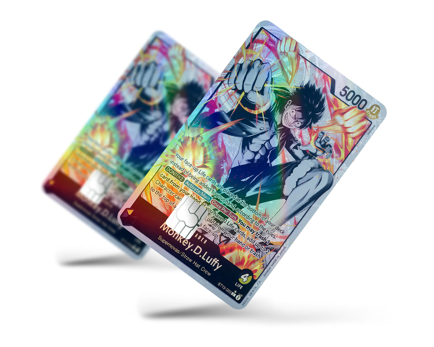 Anime Town Creations Holographic Credit Card Monkey D Luffy Black Flames One Piece Card Full Skins - Anime One Piece Holographic Credit Card Skin