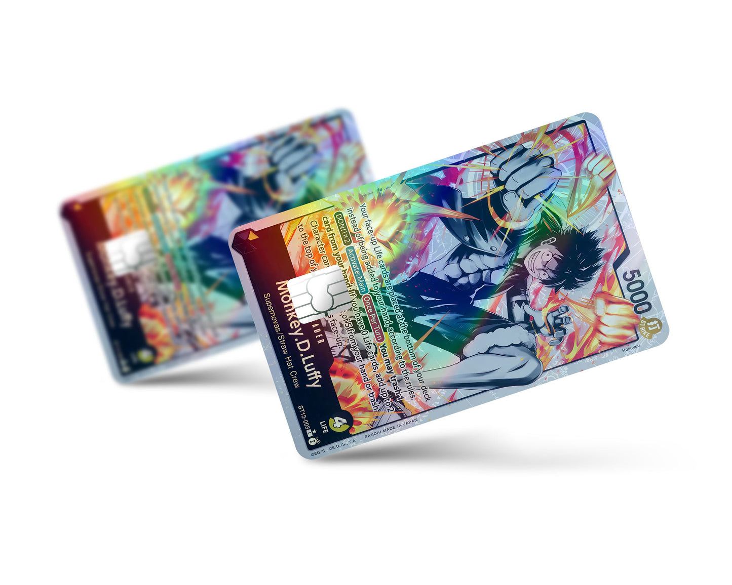 Anime Town Creations Holographic Credit Card Monkey D Luffy Black Flames One Piece Card Full Skins - Anime One Piece Holographic Credit Card Skin