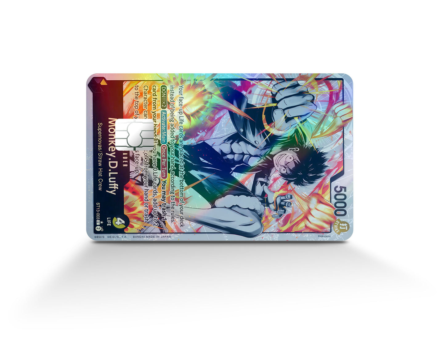 Anime Town Creations Holographic Credit Card Monkey D Luffy Black Flames One Piece Card Full Skins - Anime One Piece Holographic Credit Card Skin