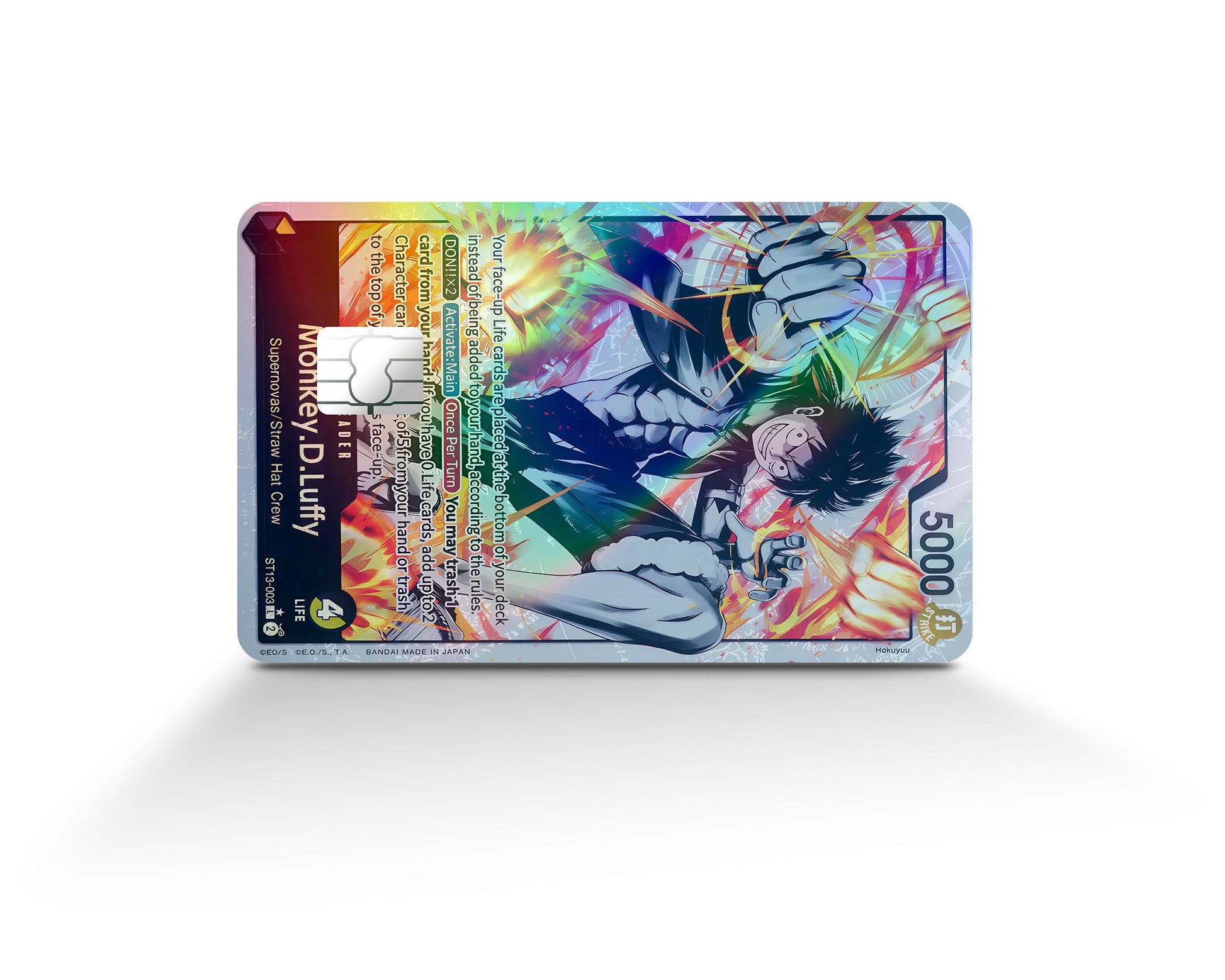 Anime Town Creations Holographic Credit Card Monkey D Luffy Black Flames One Piece Card Full Skins - Anime One Piece Holographic Credit Card Skin