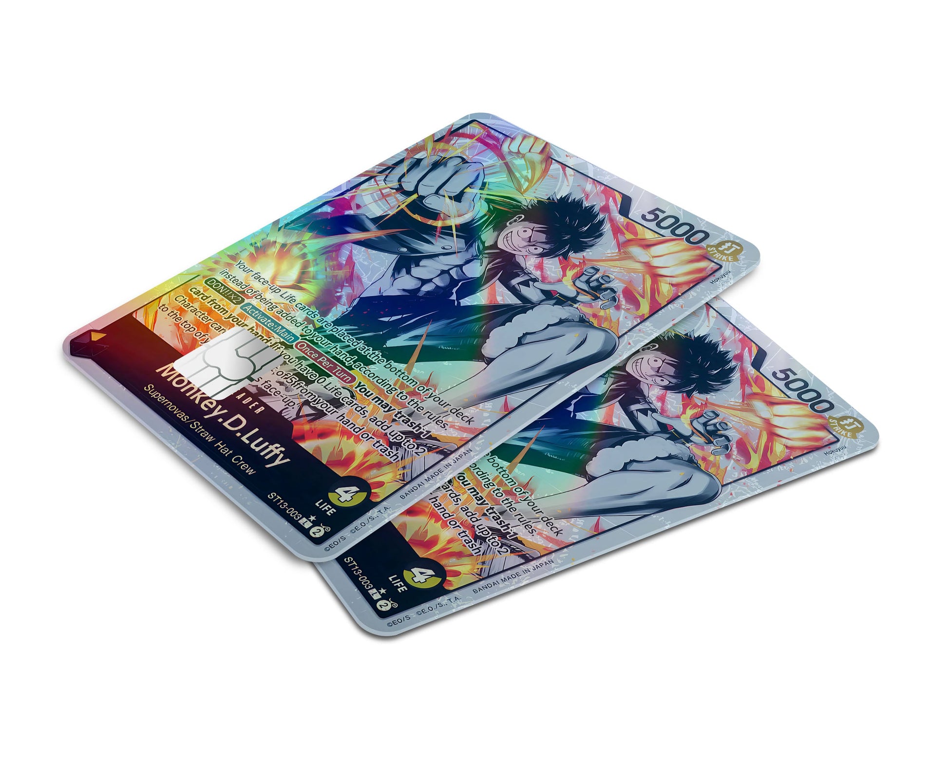 Anime Town Creations Holographic Credit Card Monkey D Luffy Black Flames One Piece Card Window Skins - Anime One Piece Holographic Credit Card Skin