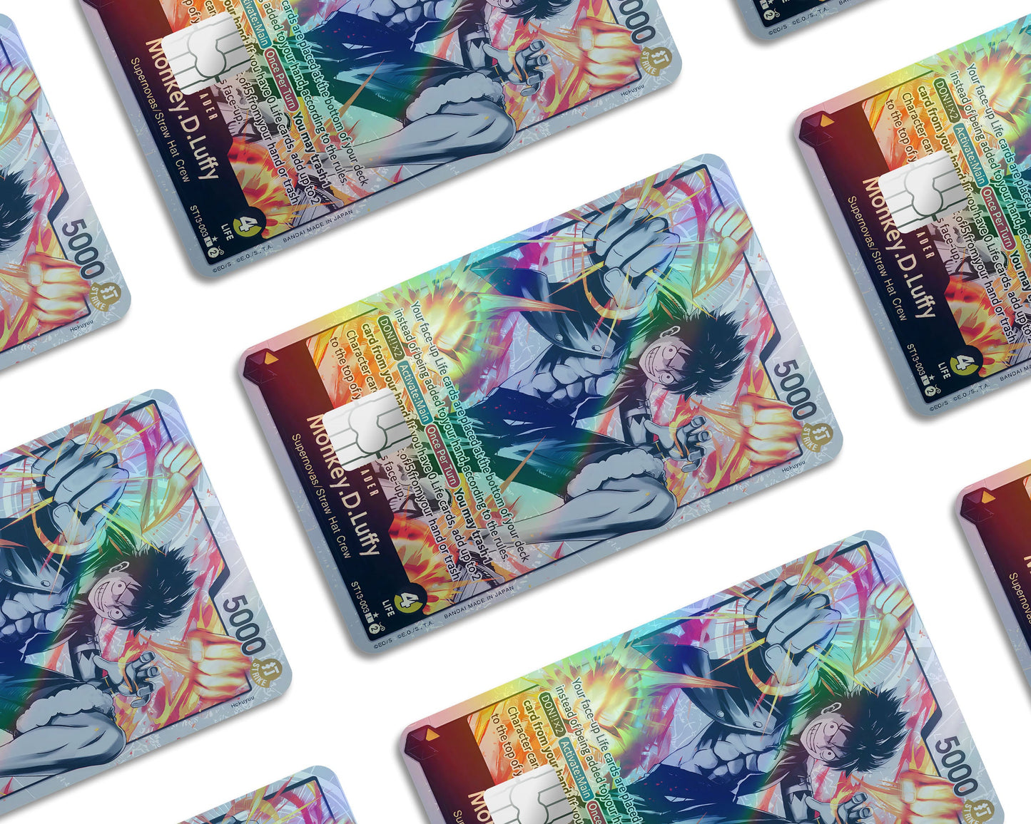 Anime Town Creations Holographic Credit Card Monkey D Luffy Black Flames One Piece Card Window Skins - Anime One Piece Holographic Credit Card Skin