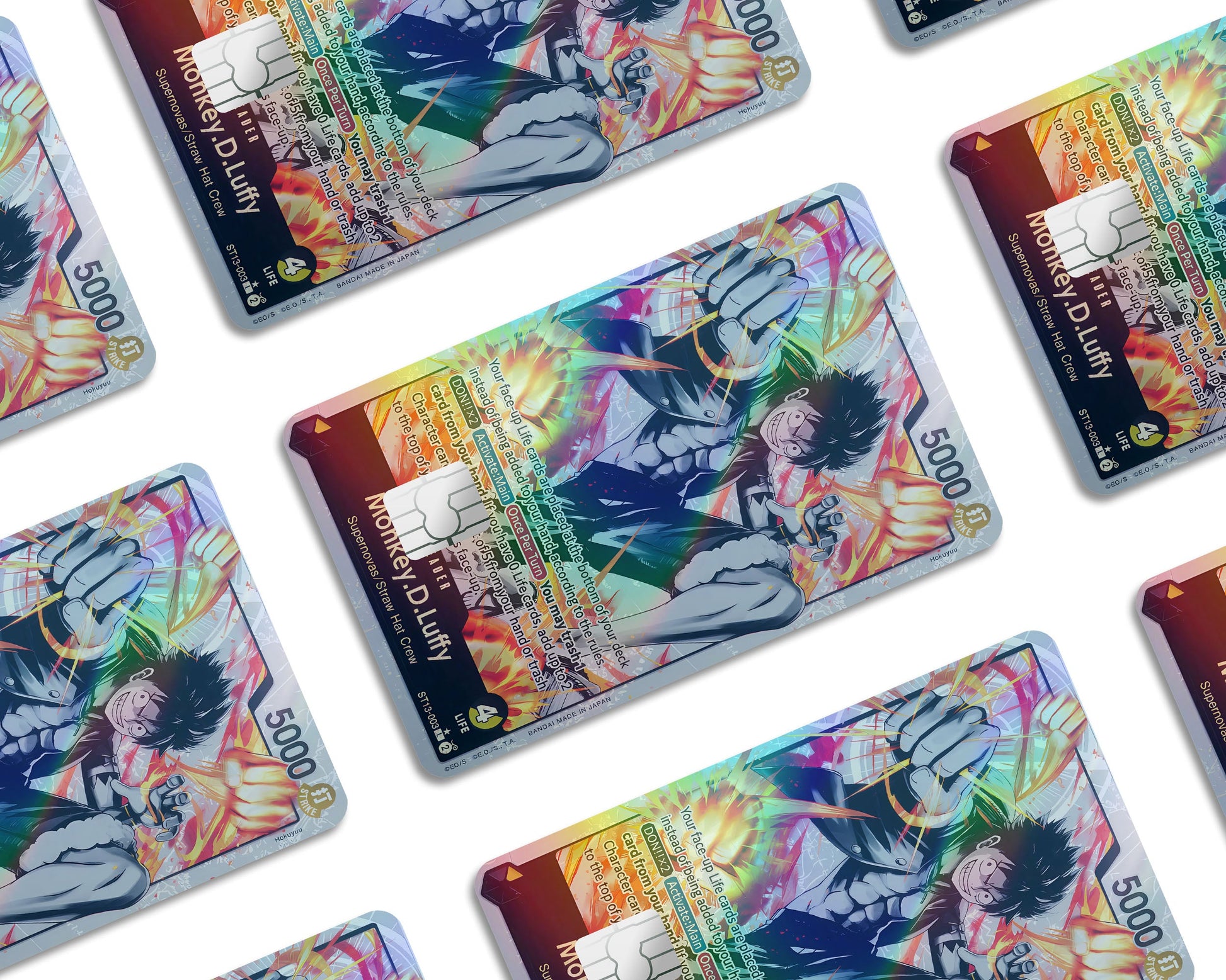 Anime Town Creations Holographic Credit Card Monkey D Luffy Black Flames One Piece Card Window Skins - Anime One Piece Holographic Credit Card Skin