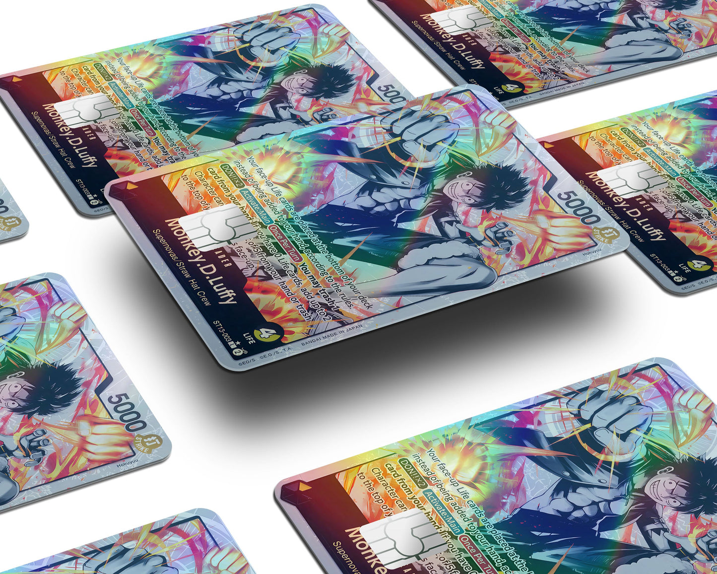 Anime Town Creations Holographic Credit Card Monkey D Luffy Black Flames One Piece Card Window Skins - Anime One Piece Holographic Credit Card Skin
