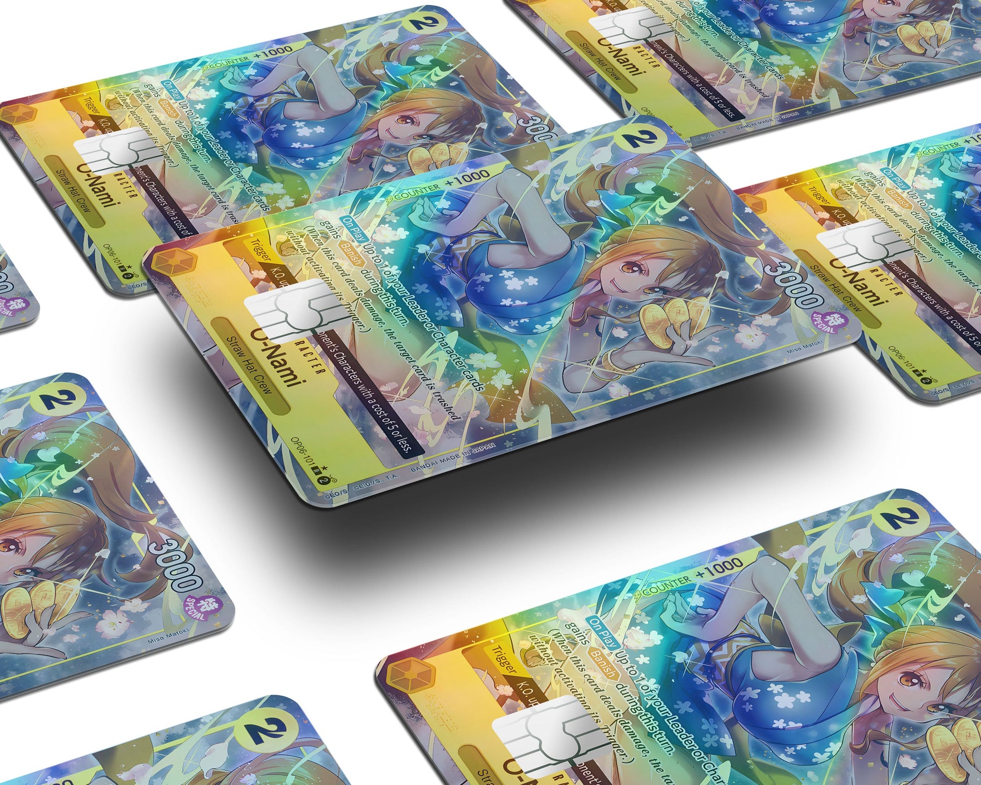 Anime Town Creations Holographic Credit Card Nami One Piece Card Window Skins - Anime One Piece Holographic Credit Card Skin