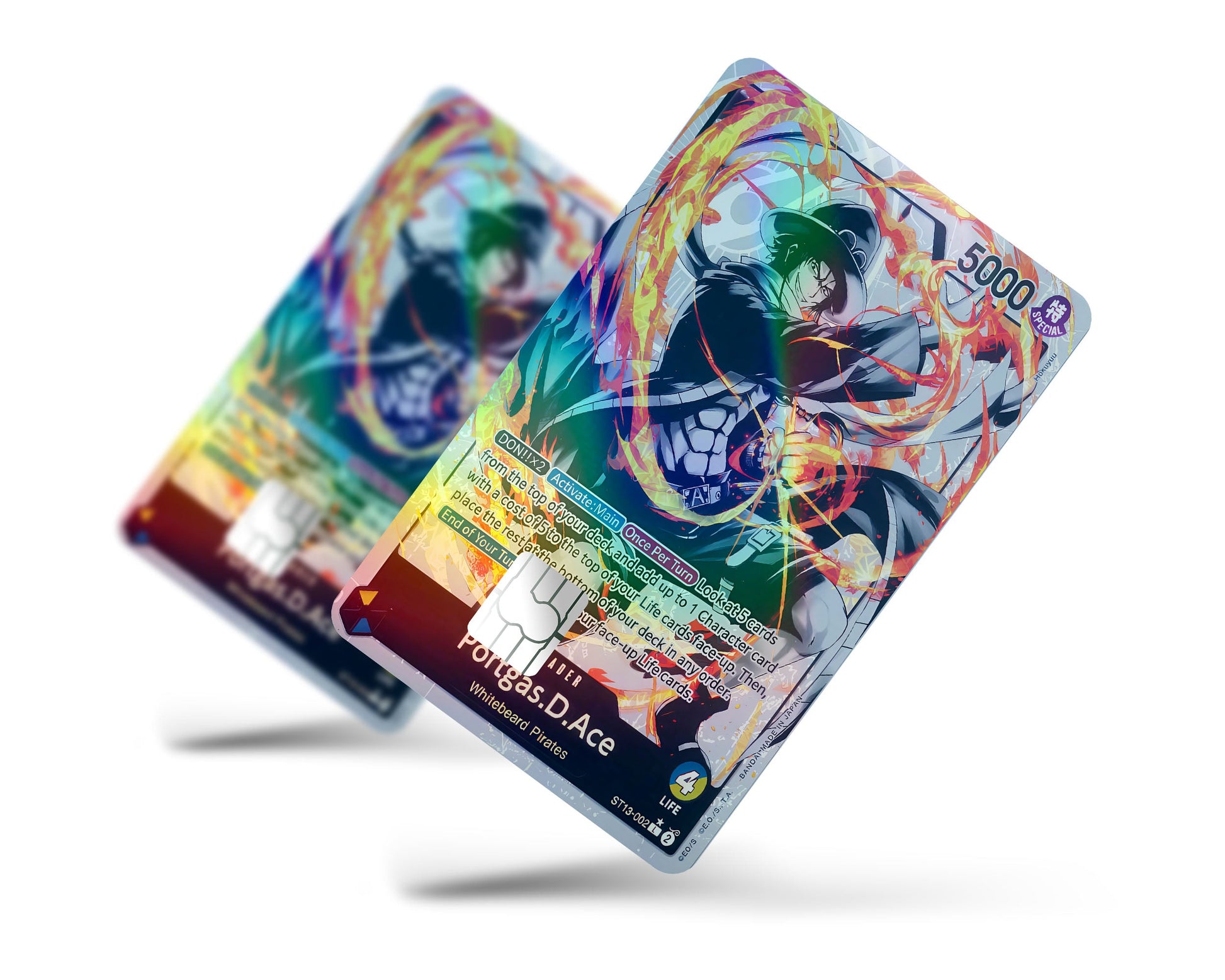 Anime Town Creations Holographic Credit Card Portgas D Ace Black Flames One Piece Card Full Skins - Anime One Piece Holographic Credit Card Skin
