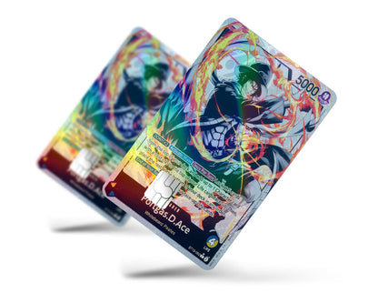 Anime Town Creations Holographic Credit Card Portgas D Ace Black Flames One Piece Card Full Skins - Anime One Piece Holographic Credit Card Skin
