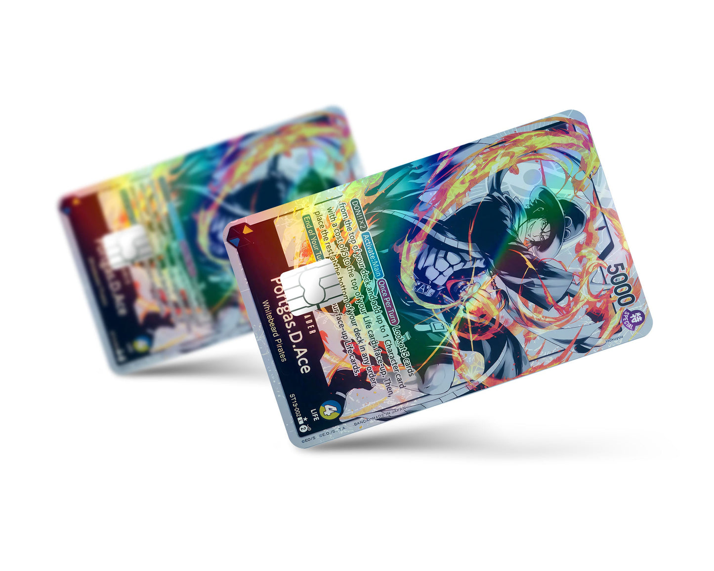 Anime Town Creations Holographic Credit Card Portgas D Ace Black Flames One Piece Card Full Skins - Anime One Piece Holographic Credit Card Skin