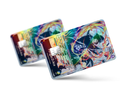 Anime Town Creations Holographic Credit Card Portgas D Ace Black Flames One Piece Card Full Skins - Anime One Piece Holographic Credit Card Skin