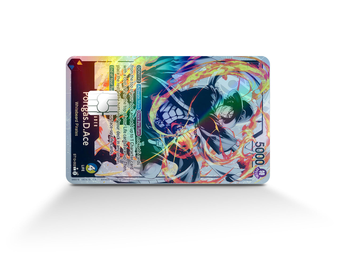 Anime Town Creations Holographic Credit Card Portgas D Ace Black Flames One Piece Card Full Skins - Anime One Piece Holographic Credit Card Skin