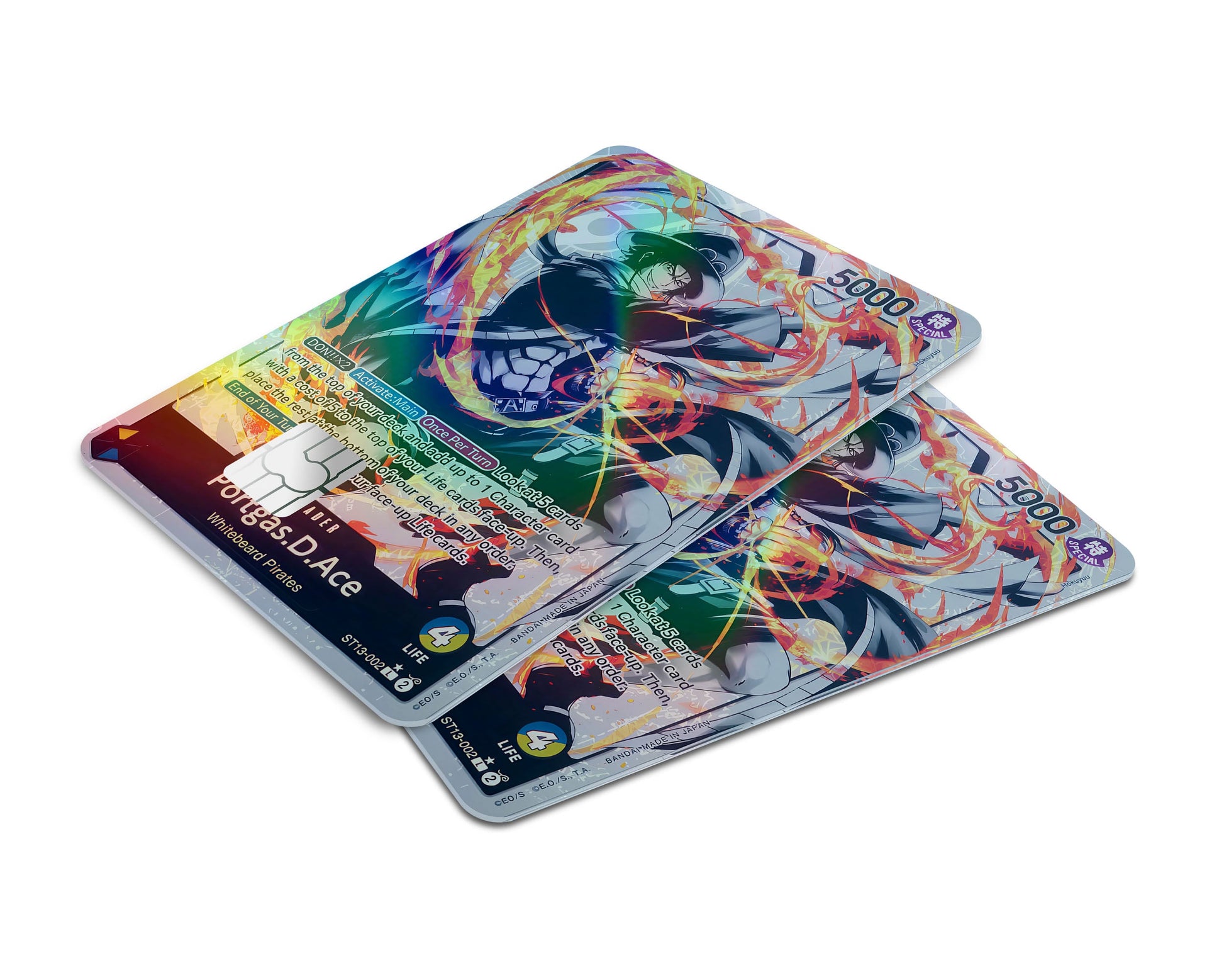 Anime Town Creations Holographic Credit Card Portgas D Ace Black Flames One Piece Card Window Skins - Anime One Piece Holographic Credit Card Skin