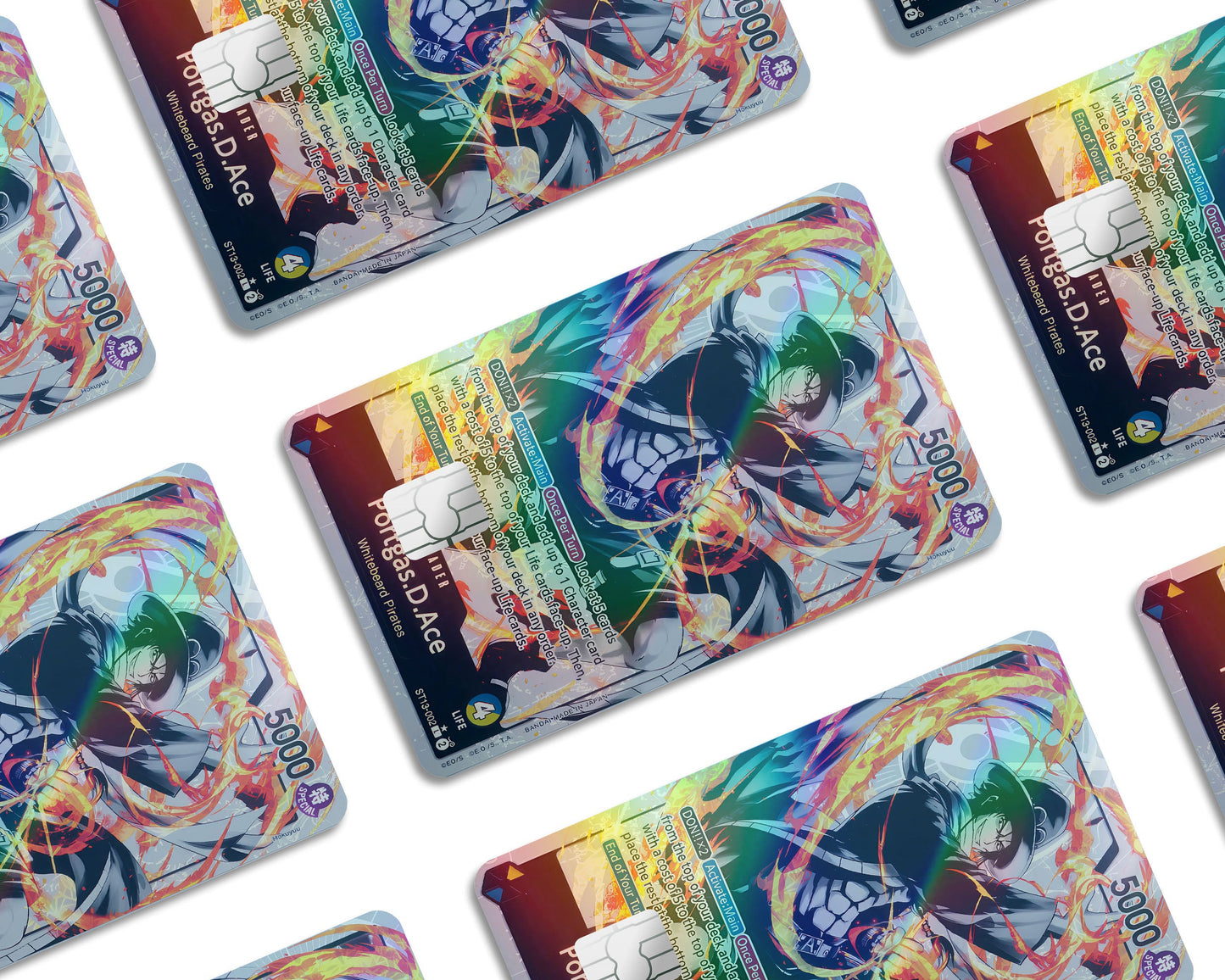 Anime Town Creations Holographic Credit Card Portgas D Ace Black Flames One Piece Card Window Skins - Anime One Piece Holographic Credit Card Skin