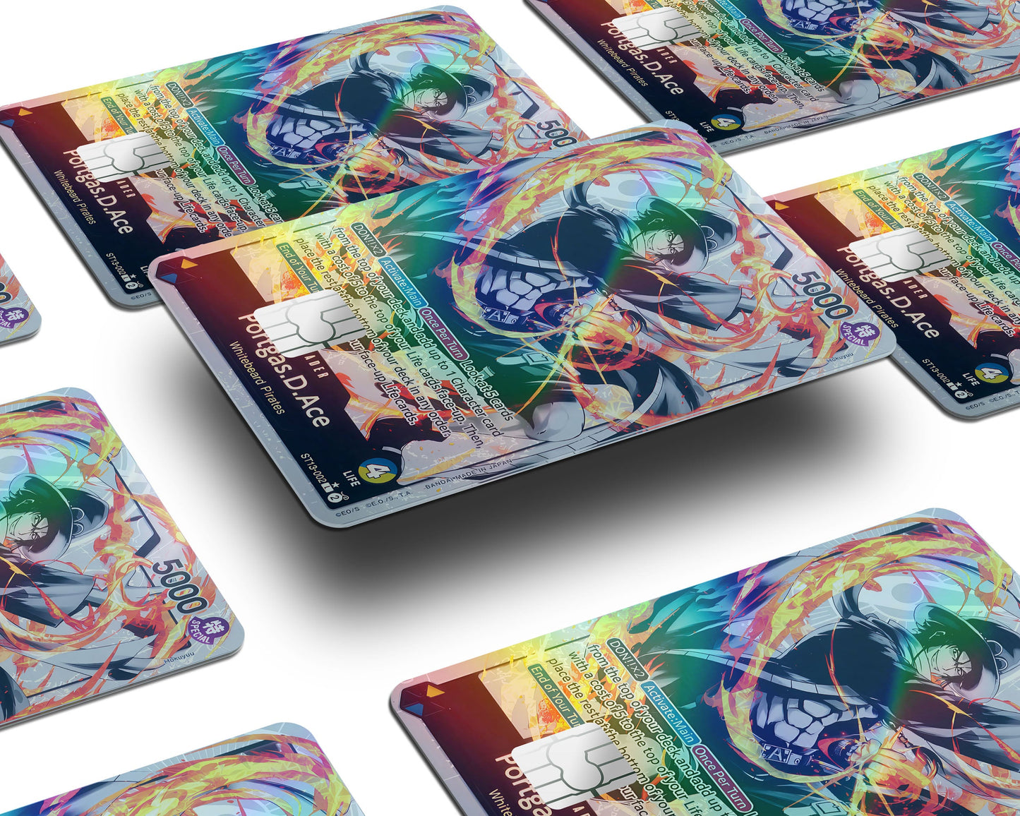 Anime Town Creations Holographic Credit Card Portgas D Ace Black Flames One Piece Card Window Skins - Anime One Piece Holographic Credit Card Skin