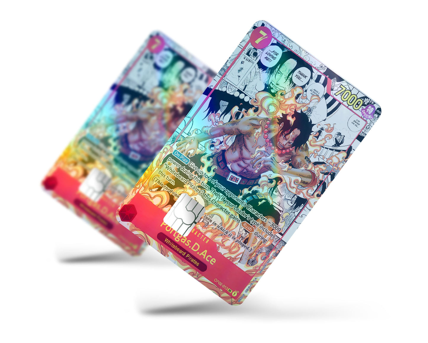 Anime Town Creations Holographic Credit Card Portgas D Ace One Piece Card Full Skins - Anime One Piece Holographic Credit Card Skin