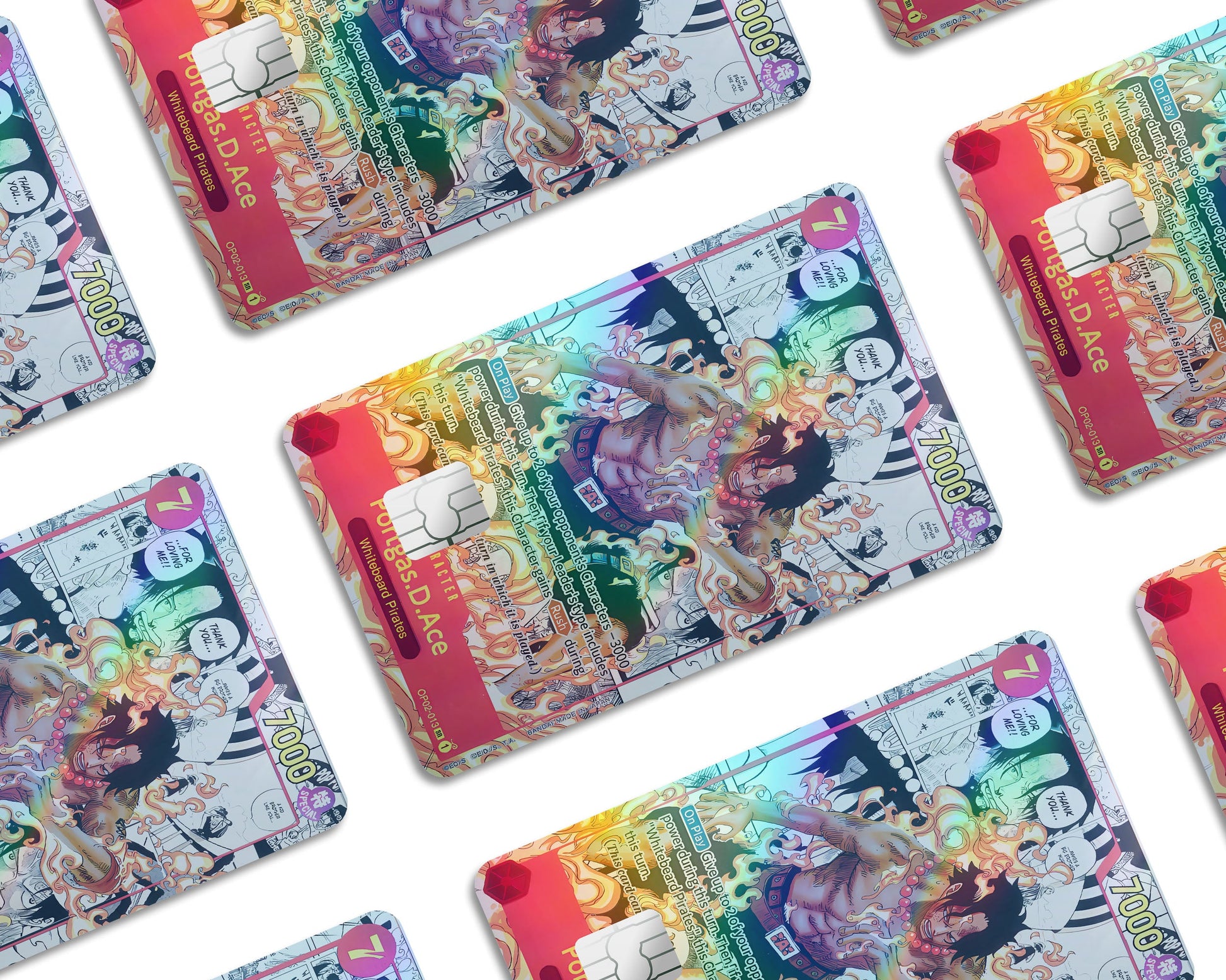 Anime Town Creations Holographic Credit Card Portgas D Ace One Piece Card Window Skins - Anime One Piece Holographic Credit Card Skin