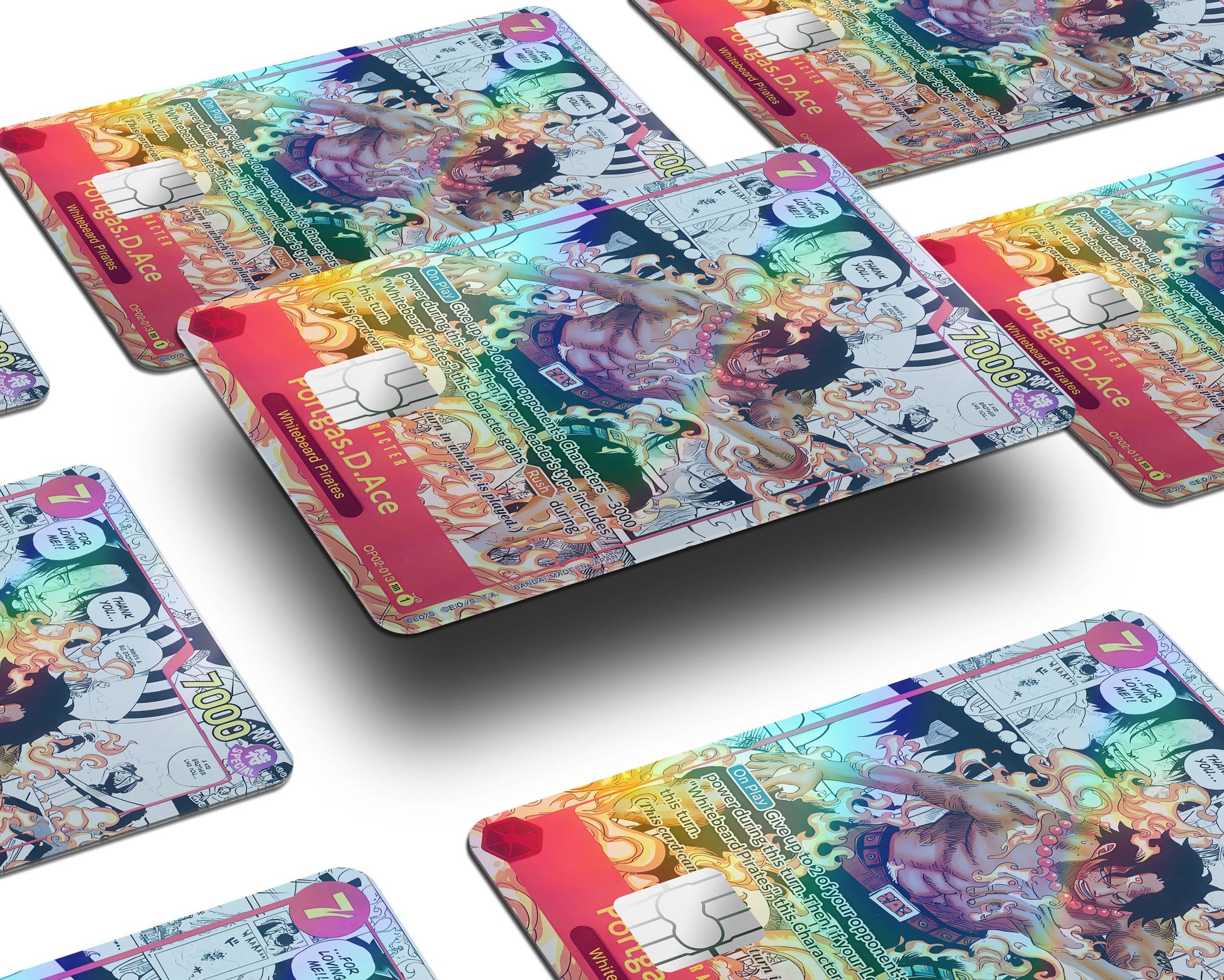 Anime Town Creations Holographic Credit Card Portgas D Ace One Piece Card Window Skins - Anime One Piece Holographic Credit Card Skin