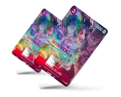 Anime Town Creations Holographic Credit Card Red Luffy One Piece Card Full Skins - Anime One Piece Holographic Credit Card Skin