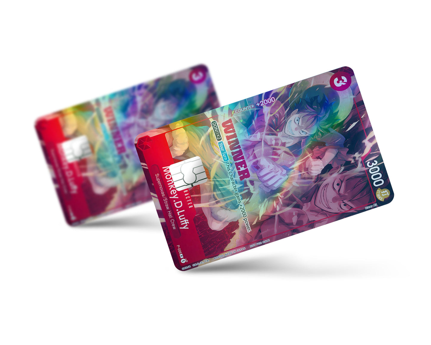 Anime Town Creations Holographic Credit Card Red Luffy One Piece Card Full Skins - Anime One Piece Holographic Credit Card Skin