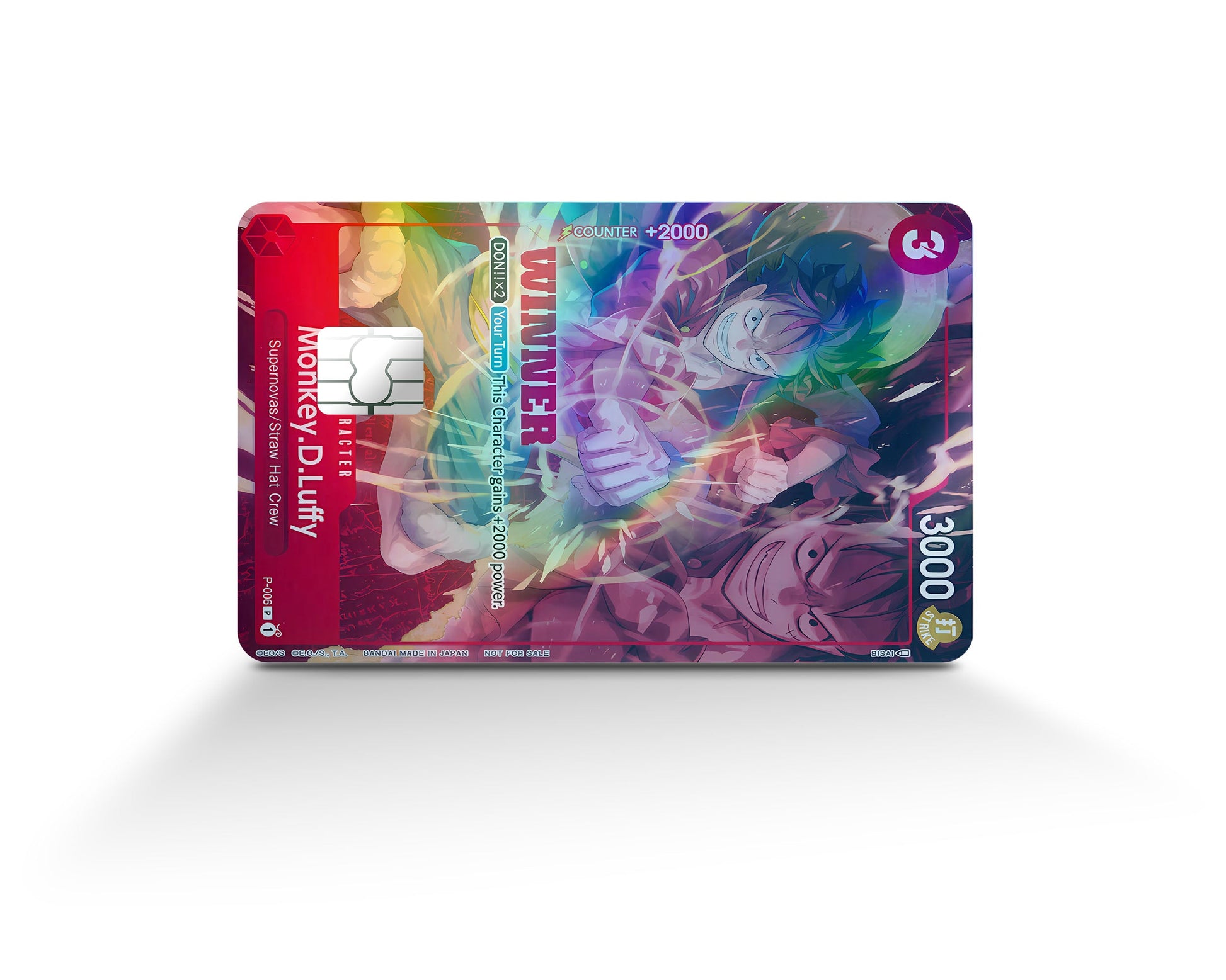 Anime Town Creations Holographic Credit Card Red Luffy One Piece Card Full Skins - Anime One Piece Holographic Credit Card Skin
