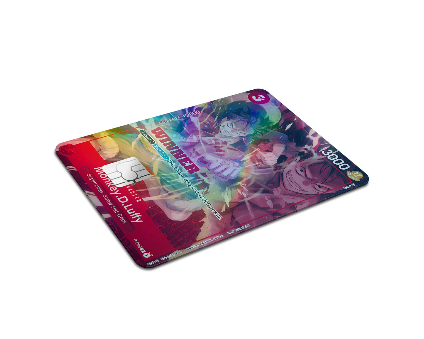 Anime Town Creations Holographic Credit Card Red Luffy One Piece Card Half Skins - Anime One Piece Holographic Credit Card Skin