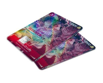 Anime Town Creations Holographic Credit Card Red Luffy One Piece Card Window Skins - Anime One Piece Holographic Credit Card Skin