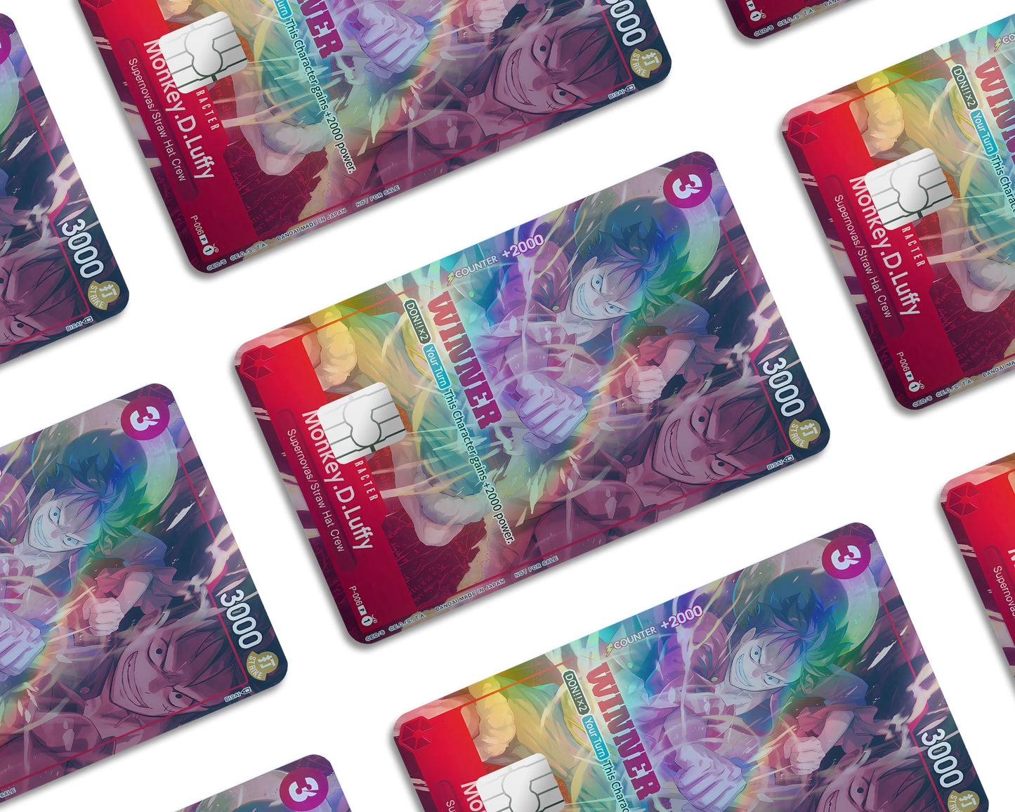 Anime Town Creations Holographic Credit Card Red Luffy One Piece Card Window Skins - Anime One Piece Holographic Credit Card Skin