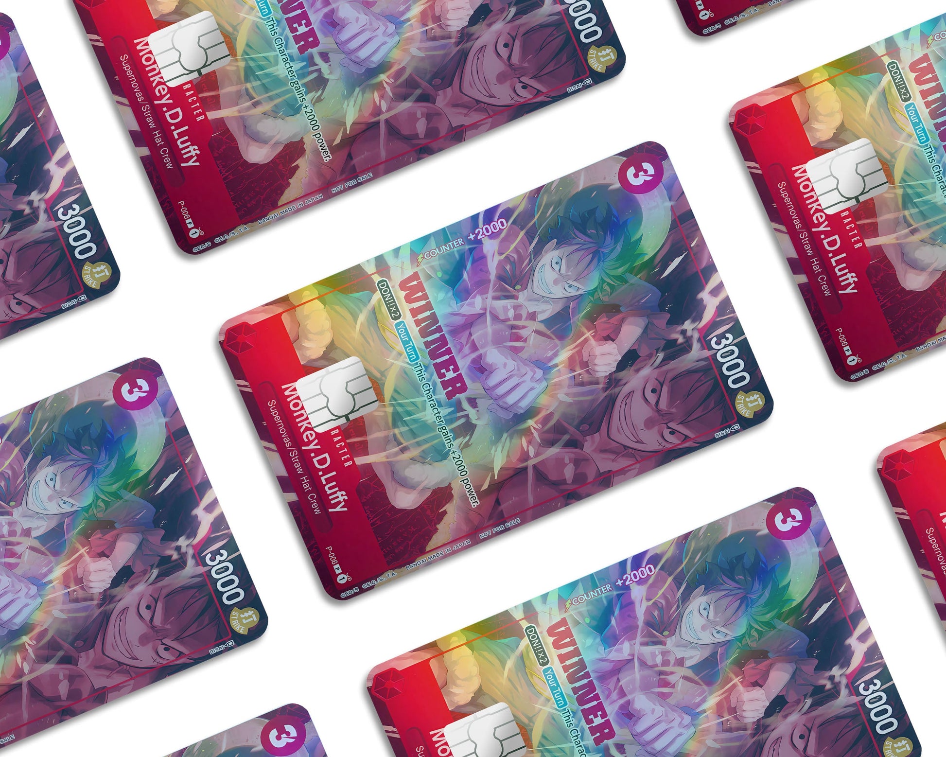 Anime Town Creations Holographic Credit Card Red Luffy One Piece Card Window Skins - Anime One Piece Holographic Credit Card Skin