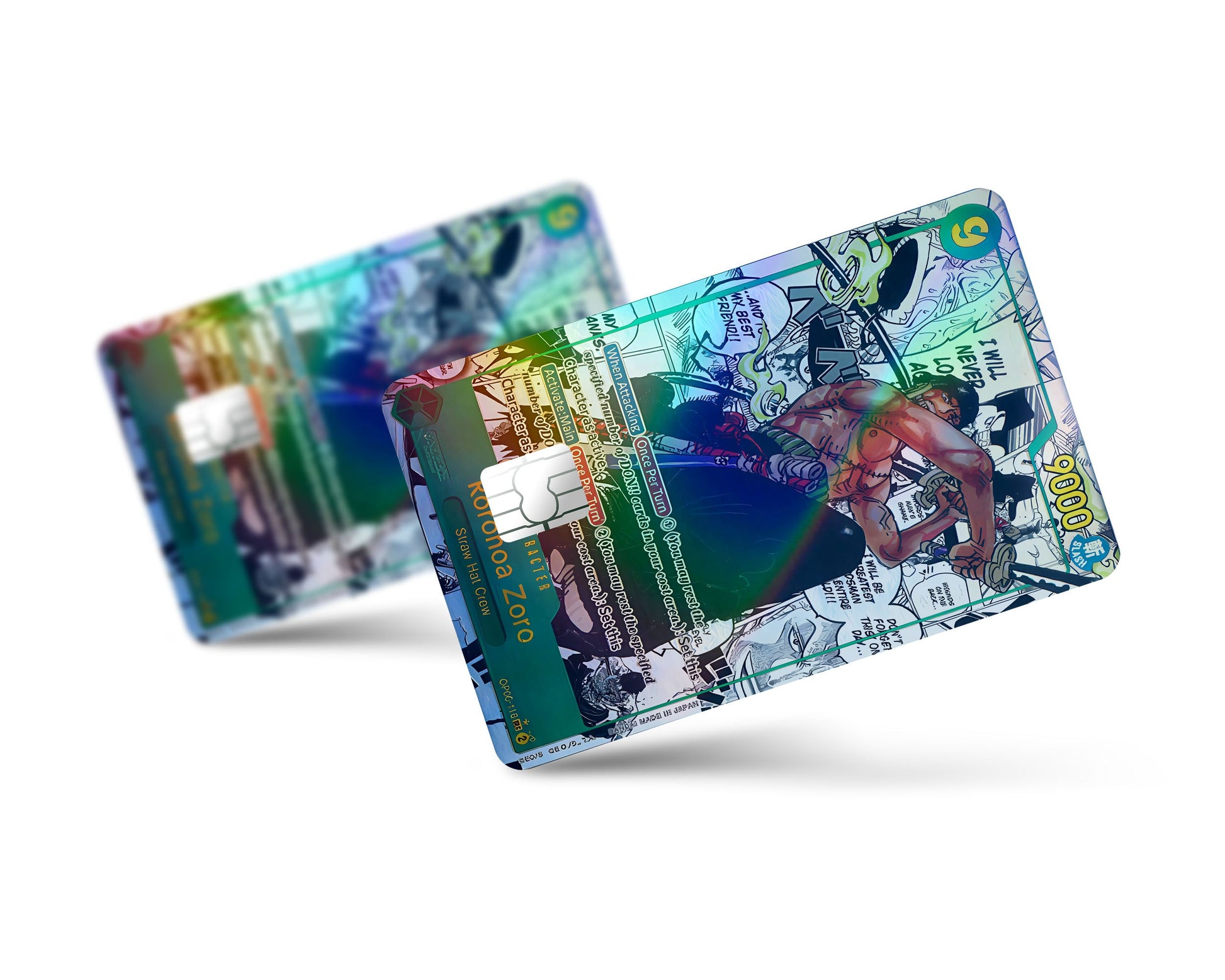 Anime Town Creations Holographic Credit Card Roronoa Zoro Manga Limited Edition One Piece Card Full Skins - Anime One Piece Holographic Credit Card Skin