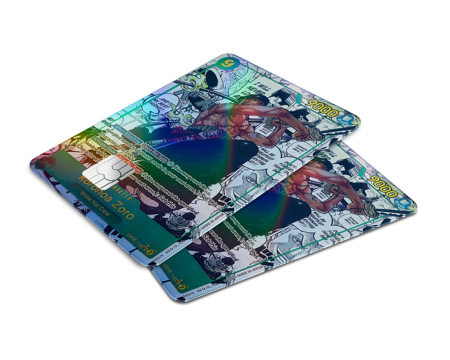 Anime Town Creations Holographic Credit Card Roronoa Zoro Manga Limited Edition One Piece Card Window Skins - Anime One Piece Holographic Credit Card Skin