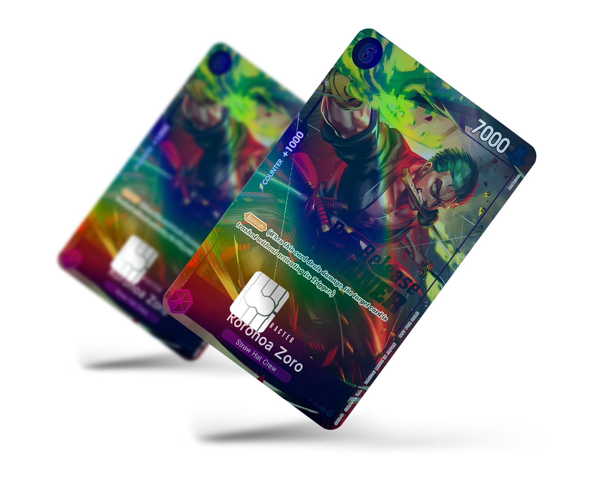 Anime Town Creations Holographic Credit Card Roronoa Zoro One Piece Card Full Skins - Anime One Piece Holographic Credit Card Skin