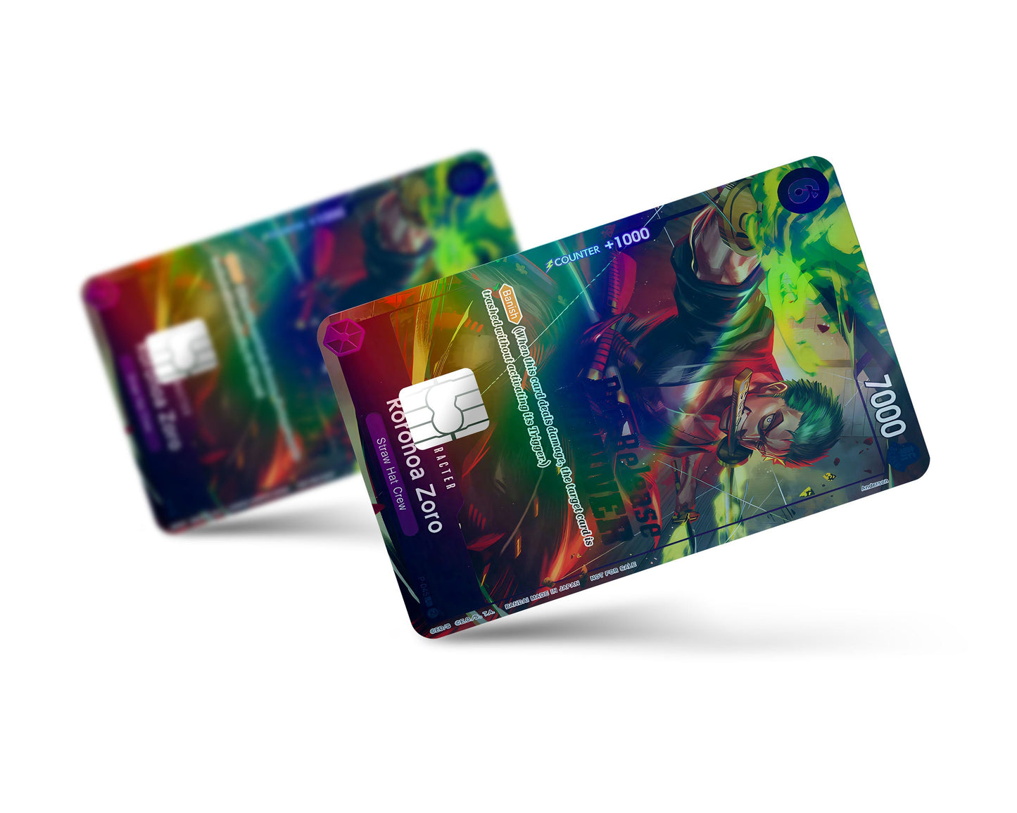 Anime Town Creations Holographic Credit Card Roronoa Zoro One Piece Card Full Skins - Anime One Piece Holographic Credit Card Skin
